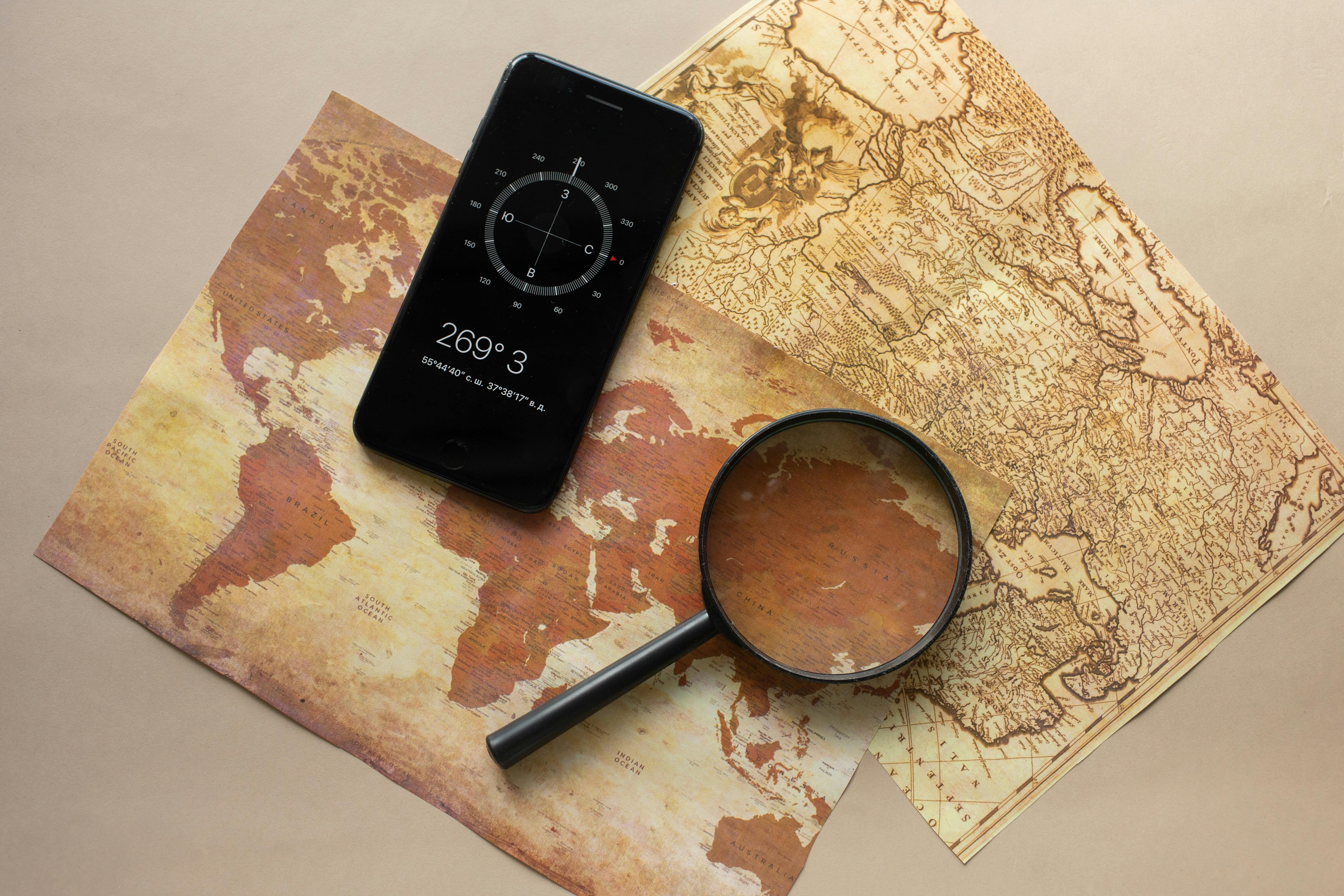 a picture of a map and phone