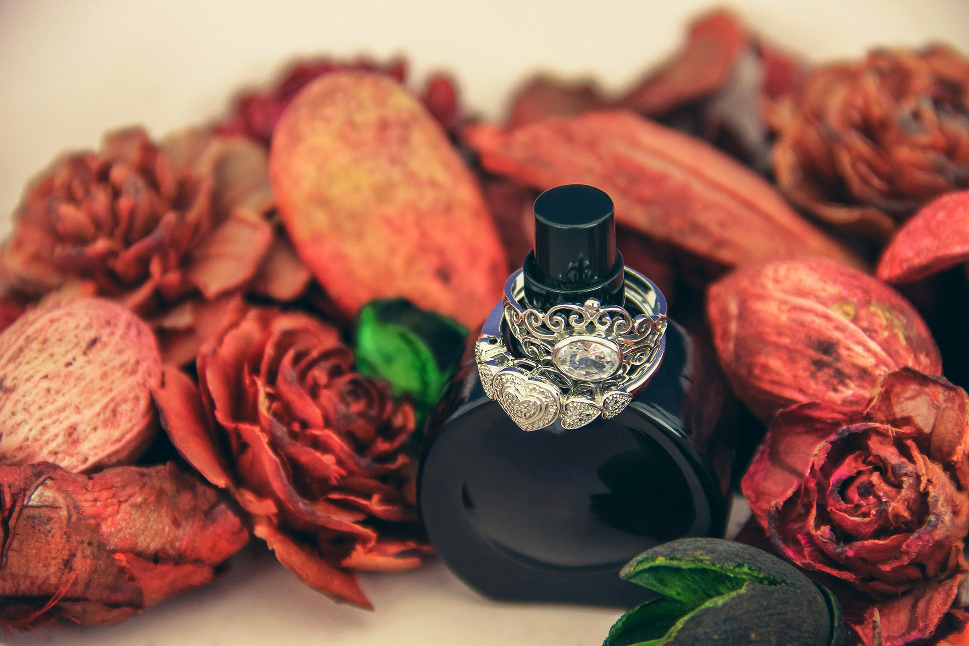A black perfume bottle